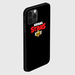 Чехол для iPhone 12 Pro Brawl stars logo red, цвет: 3D-черный — фото 2