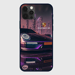 Чехол для iPhone 12 Pro Porshe neon city, цвет: 3D-черный