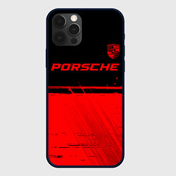 Чехол для iPhone 12 Pro Porsche - red gradient посередине, цвет: 3D-черный