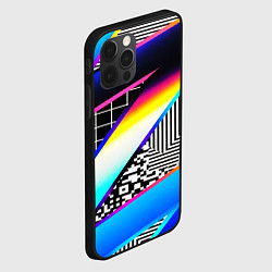 Чехол для iPhone 12 Pro Neon stripes geometry, цвет: 3D-черный — фото 2