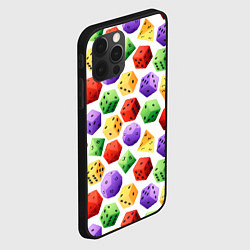 Чехол для iPhone 12 Pro Игровые разноцветные кости паттерн, цвет: 3D-черный — фото 2