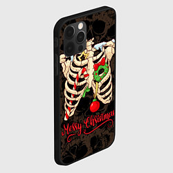 Чехол для iPhone 12 Pro Merry Christmas - skeleton, цвет: 3D-черный — фото 2