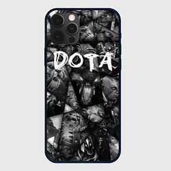 Чехол для iPhone 12 Pro Dota 2 - мозаика из персонажей игры, цвет: 3D-черный