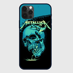 Чехол для iPhone 12 Pro Metallica - молния пробивает череп, цвет: 3D-черный