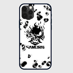 Чехол для iPhone 12 Pro Samurai черные краски текстура, цвет: 3D-черный