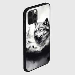 Чехол для iPhone 12 Pro Голова серого волка, цвет: 3D-черный — фото 2
