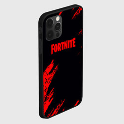 Чехол для iPhone 12 Pro Fortnite красные краски лого, цвет: 3D-черный — фото 2