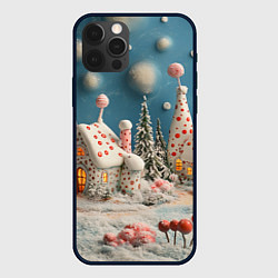 Чехол для iPhone 12 Pro Сладкие домики и елки, цвет: 3D-черный