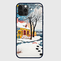 Чехол для iPhone 12 Pro Зимний городской пейзаж, цвет: 3D-черный