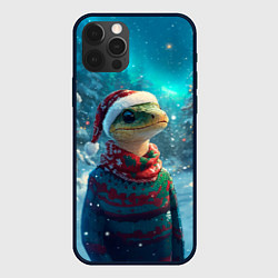 Чехол для iPhone 12 Pro Новогодняя змея в свитере, цвет: 3D-черный