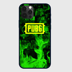 Чехол для iPhone 12 Pro PUBG green fire game, цвет: 3D-черный