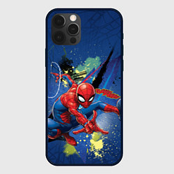 Чехол для iPhone 12 Pro Spider-man with a spider web, цвет: 3D-черный