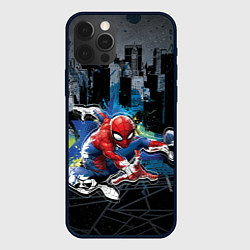 Чехол для iPhone 12 Pro Spider-man over the city, цвет: 3D-черный