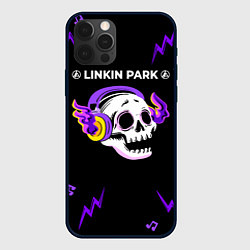 Чехол для iPhone 12 Pro Linkin Park 2024 неоновый череп, цвет: 3D-черный