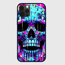 Чехол для iPhone 12 Pro Cool skull sketch - blots, цвет: 3D-черный