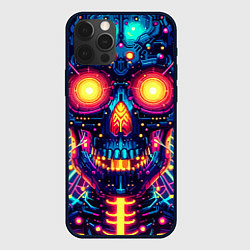 Чехол для iPhone 12 Pro Neon skull - ai art fantasy, цвет: 3D-черный