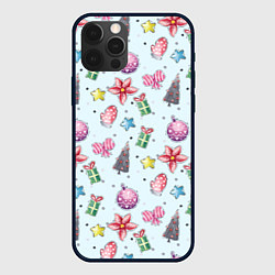 Чехол для iPhone 12 Pro Новогодний фон, цвет: 3D-черный