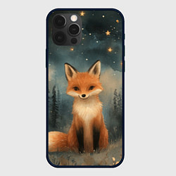 Чехол для iPhone 12 Pro Лисичка в звездном лесу, цвет: 3D-черный