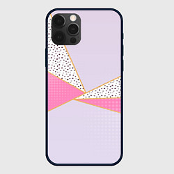 Чехол для iPhone 12 Pro Геометрическая абстракция с треугольниками и пятни, цвет: 3D-черный
