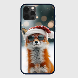 Чехол для iPhone 12 Pro Новогодняя лисица в круглых очках, цвет: 3D-черный