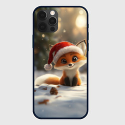Чехол для iPhone 12 Pro Маленькая новогодняя лисичка, цвет: 3D-черный
