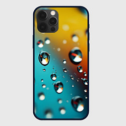 Чехол для iPhone 12 Pro Крупные капли на цветном фоне, цвет: 3D-черный