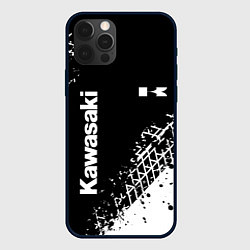 Чехол для iPhone 12 Pro Kawasaki - следы от шин, цвет: 3D-черный