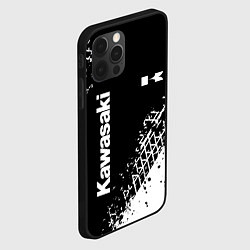 Чехол для iPhone 12 Pro Kawasaki - следы от шин, цвет: 3D-черный — фото 2