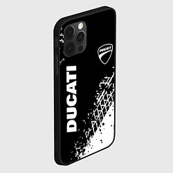 Чехол для iPhone 12 Pro Ducati - следы от шин, цвет: 3D-черный — фото 2