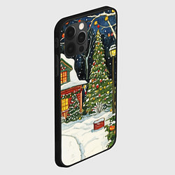 Чехол для iPhone 12 Pro Праздничный новогодний двор, цвет: 3D-черный — фото 2