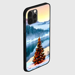 Чехол для iPhone 12 Pro Новогодняя елочка на берегу озера, цвет: 3D-черный — фото 2