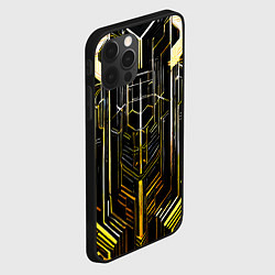 Чехол для iPhone 12 Pro Gold lines on a black background, цвет: 3D-черный — фото 2