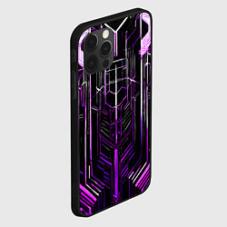 Чехол для iPhone 12 Pro Purple lines on a black background, цвет: 3D-черный — фото 2