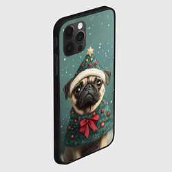 Чехол для iPhone 12 Pro Рождественский мопс, цвет: 3D-черный — фото 2