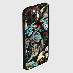 Чехол для iPhone 12 Pro Абстракция цветы и листья, цвет: 3D-черный — фото 2