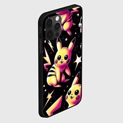 Чехол для iPhone 12 Pro Pikachu and skeletons - pattern, цвет: 3D-черный — фото 2