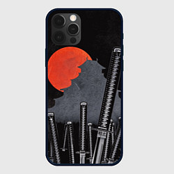 Чехол для iPhone 12 Pro Самурайский дом и красная луна, цвет: 3D-черный