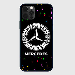 Чехол для iPhone 12 Pro Mercedes конфети, цвет: 3D-черный