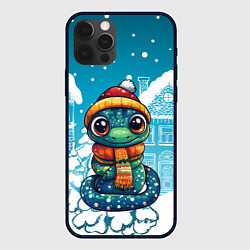 Чехол для iPhone 12 Pro Змейка и снежная ночь, цвет: 3D-черный