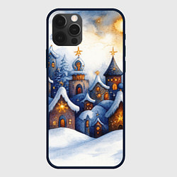Чехол для iPhone 12 Pro Снежный новогодний городок, цвет: 3D-черный