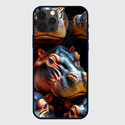 Чехол для iPhone 12 Pro Бегемоты, цвет: 3D-черный