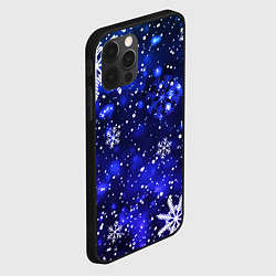 Чехол для iPhone 12 Pro Новогодние узорчатые снежинки, цвет: 3D-черный — фото 2