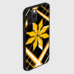 Чехол для iPhone 12 Pro Жёлто-белая звезда и полосы на чёрном фоне, цвет: 3D-черный — фото 2
