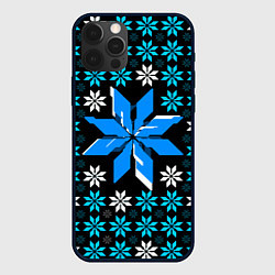 Чехол для iPhone 12 Pro Сине-белые звёзды на чёрном фоне, цвет: 3D-черный