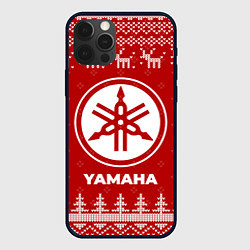 Чехол для iPhone 12 Pro Новогодний Yamaha с оленями, цвет: 3D-черный