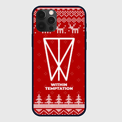 Чехол для iPhone 12 Pro Новогодний Within Temptation с оленями, цвет: 3D-черный