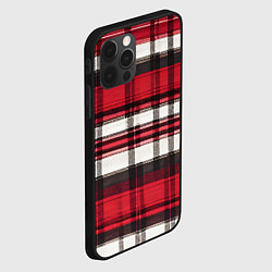 Чехол для iPhone 12 Pro Красно-белая ткань в клетку, цвет: 3D-черный — фото 2
