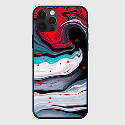 Чехол для iPhone 12 Pro Флюид арт абстракция, цвет: 3D-черный