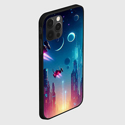 Чехол для iPhone 12 Pro Neon metropolis in the future - ai art fantasy, цвет: 3D-черный — фото 2