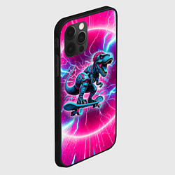 Чехол для iPhone 12 Pro Cyber tyrannosaurus is a cool skateboarder, цвет: 3D-черный — фото 2